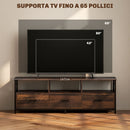 Mobile TV fino 65"" Design Industriale 147x40x50 cm in Legno e Acciaio Marrone e Nero 