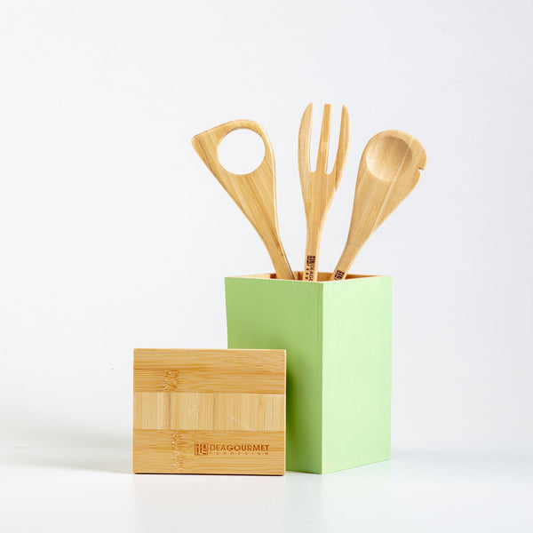 acquista Set Cucina Verde e Legno 4 Utensili