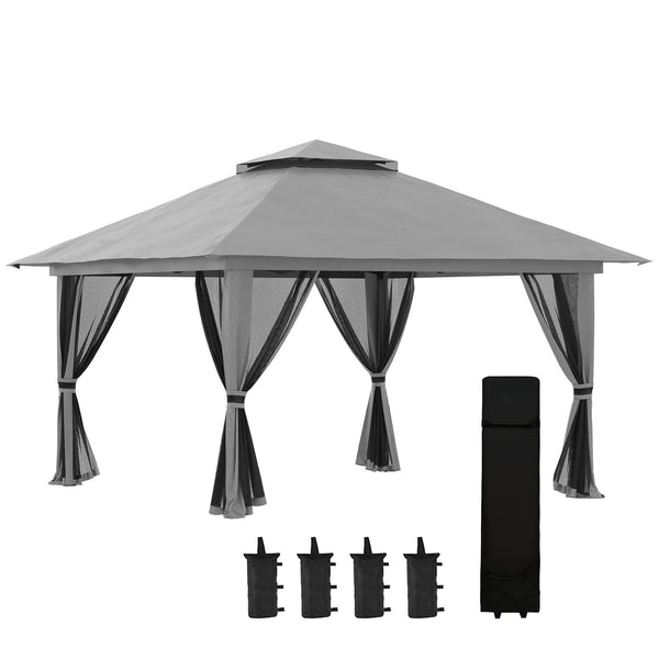 acquista Gazebo da Giardino Pieghevole 392x392x283 cm in Acciaio e Tessuto Oxford Grigio