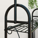 Portapiante Scaffale 75x25x137 cm a 3 Livelli con Barra Appendi Vasi in Metallo Nero      