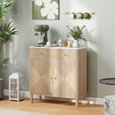 Credenza Buffet 77x30x80 cm con Piano d'Appoggio Effetto Marmo in Legno Rovere      