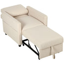 Poltrona Letto 3 in 1 78x94,5x83 cm con Schienale Regolabile in Tessuto Effetto Lino Bianco Crema      