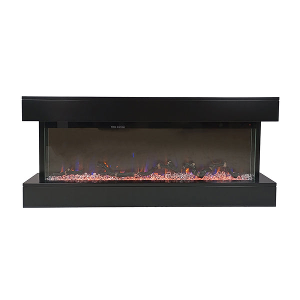 sconto Camino Elettrico da Parete o Incasso Alaro Plus 127x18x52 cm Effetto Fiamma Telecomando in MDF Nero