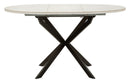 Tavolo da Pranzo Allungabile Martin Ø100x75 cm in Metallo e Ceramica Nero e Bianco      