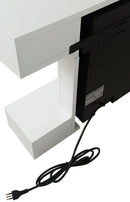 Camino Elettrico da Parete o Incasso Alaro Ultra+ 152x18x52 cm Effetto Fiamma Telecomando in MDF Bianco