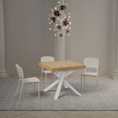  Tavolo Allungabile 90-194x90x76 cm Clerk Quercia Natura Gambe Bianche