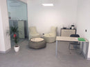 Poltrona Pouf e Tavolino in Acrilico Pomodone Grigio Chiaro