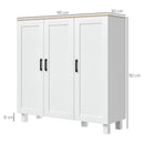 Credenza da Cucina 90x30x90 cm a 3 Ante Ripiani Regolabili Stile Minimalista Nordico in Legno Bianco      