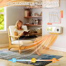 Stufa Elettrica Ceramica 2000W a Parete con 3 Modalità Riscaldamento Regolabile Timer e Telecomando Bianco      