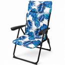 Sedia Sdraio 68x58x45-108 cm Relax con Cuscino Design Floreale  Struttura Pieghevole in Acciaio e Poliestere Blu e Bianco      