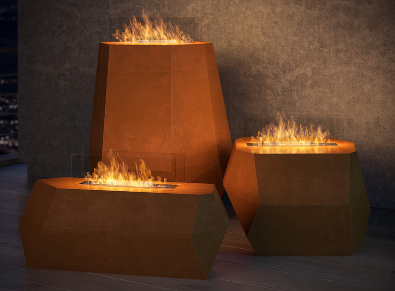 Camino a Bioetanolo da Pavimento 78x67,5 cm Incorten Medium Marrone