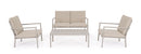 Set 4 Pezzi Salotto da Giardino con Divano 2 Poltrone e Tavolino in Alluminio e PP Konnor Rastin 