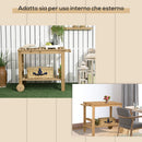 Carrello Portavivande da Giardino 95x47x74 cm con 2 Ripiani e Portabottiglie in Legno      