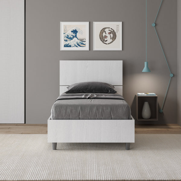 sconto Letto Singolo Testata Inclinata Demas Bianco Frassino Varie Misure