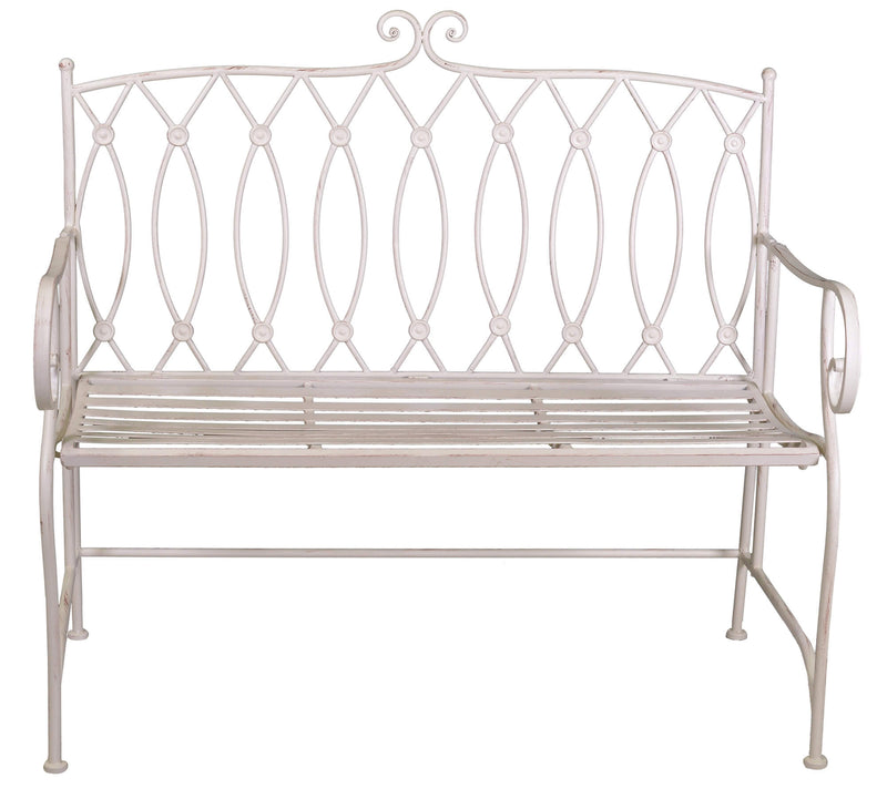 Panchina 2 Posti da Giardino 104x55x95,5 cm in Metallo Ragusa Bianca