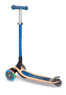 Monopattino 3 Ruote a LED Pieghevole 3 Altezze Max 50 Kg Globber Primo Foldable Wood Blu