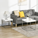 Set da 2 Tavolini da Caffè Impilabili con Finitura Lucida e Telaio in Acciaio Bianco