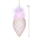 Set 8 Finale con Piume Ø13 cm Rosa/Champagne