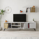 Mobile TV 1 Anta e Mensola 48x35,6x180 cm in MDF Fiona Bianco Rovere