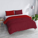 Copripiumino con Sacco e Federe in Tinta Unita Double Face Linea Vera Bordeaux e Rosso