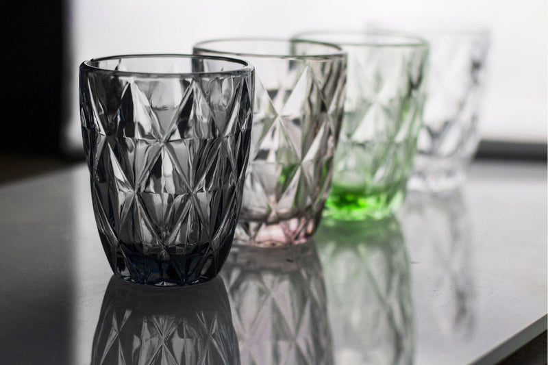 Set 6 Bicchieri Ø8x10 cm in Vetro Villa d'Este Home Tivoli Quarzo Grigio