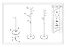 Appendiabiti da Terra Tree Ø36x172 cm in Metallo e Faggio e Marmo Nero e Marrone      