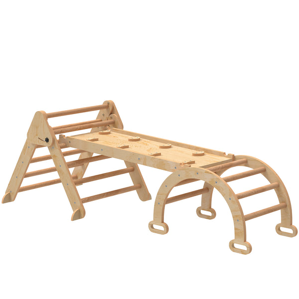 prezzo Gioco per Bambini 5 in 1 con Triangolo Parete Liscia e Arco 188x70x59 cm in Legno di Pioppo e Pino