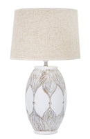 Lampada da Tavolo Ovale Atene 38x67x38 cm in Poliresina Bianco/Marrone