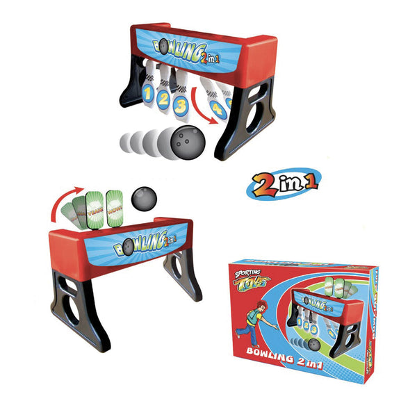 Gioco Bowling e Target 2 in 1 per Bambini con Birilli e Bersagli Basculanti Rosso e Nero sconto