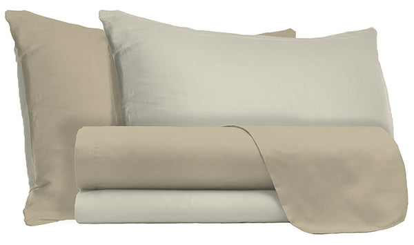 online Set Lenzuola Sopra Sotto e Federe Doubleface Tortora\/Panna