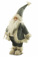 Pupazzo Babbo Natale in Tessuto Abito Grigio H60 cm Soriani