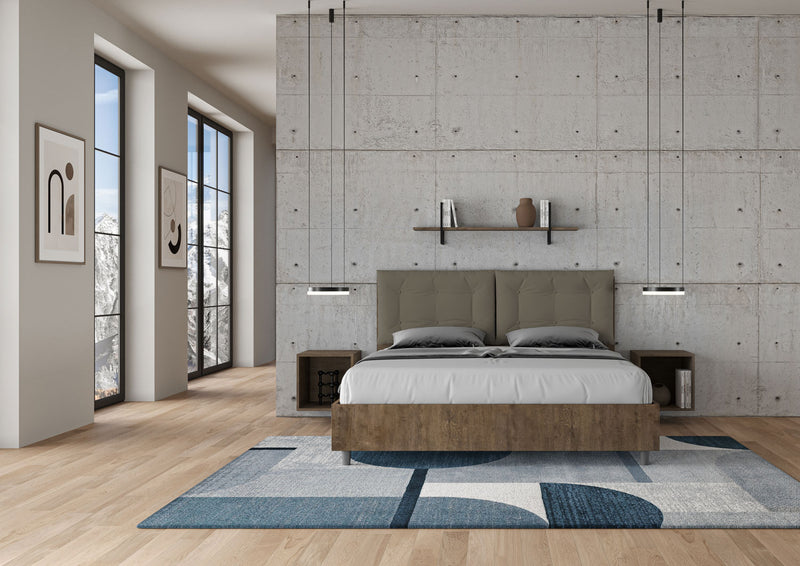 Letto Matrimoniale Struttura Noce con Cuscini in Similpelle Egos Annalisa Cappuccino Varie Misure