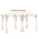 Gazebo da Giardino 397x297x265 cm con Tende Rimovibili e Struttura in Metallo Crema   