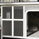 Cuccia per Cani di Taglia Piccola e Media 90x62x71 cm con Finestrelle e Ingresso a Tenda in Legno di Abete Grigio Chiaro  