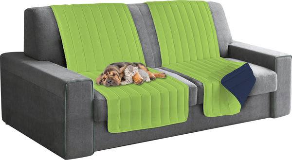 online Copridivano a Fascia Doubleface Trapuntato 60x190cm Verde Mela/Blu scuro