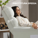 Poltrona Reclinabile 135° Max 73x86x100 cm in Tessuto Effetto Lino Bianco Crema      