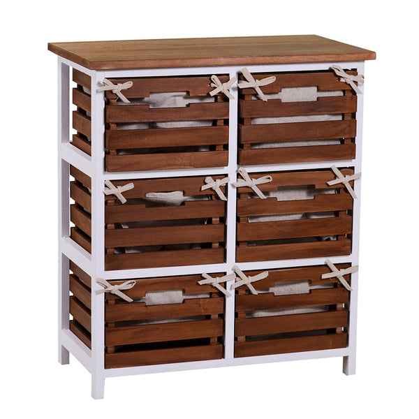 online Cassettiera 6 Cassetti in Legno 58x30x66cm Atena Noce e Bianca