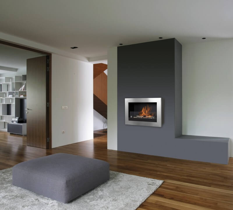 Camino a Bioetanolo da Parete 45x85 cm Karlsen Verona Acciaio