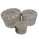 Set 3 Scatole in Similpelle grigio home tondo 