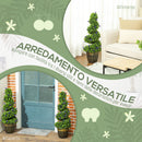 Set 2 Piante Artificiali a Spirale da 90 cm con Vaso Incluso in PE Verde e Blu      
