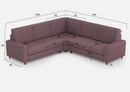 Divano Angolare 5 Posti 246x246x85 cm Sakar in Tessuto Prugna