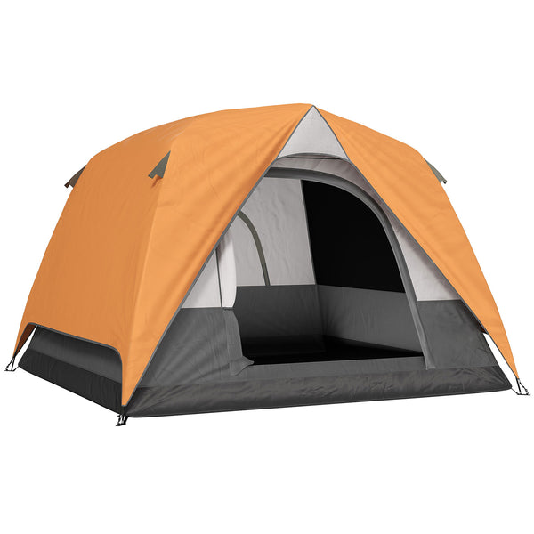 Tenda da Campeggio per 3 Persone Impermeabile 200x200x135H cm Impermeabile con Tasca e Gancio per Lanterna Arancione online