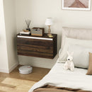 Comodino Sospeso 80x30x45 cm con Cassetto Senza Maniglie Noce   
