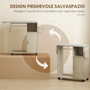 Mobile Asse da Stiro in Effetto Lino Armadietto e Barra per Vestiti 127x42,5x99 cm Grigio e Color Legno      