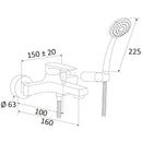 Rubinetto Miscelatore Monocomando Vasca Esterno Doccetta in Ottone Mariani Artic Cromato