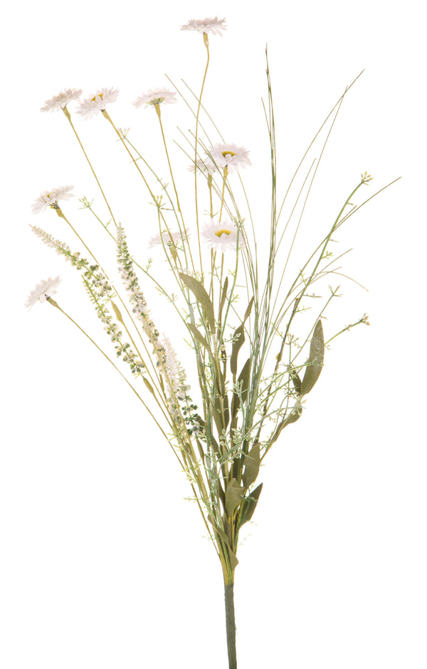 sconto Set 4 Fiori Artificiali di Campo con Margherita Altezza 60 cm Bianco