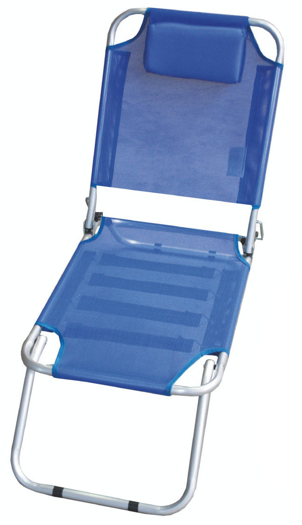 Sedia Mare Spiaggina Pieghevole con Cuscino in Alluminio Soriani Grecia Blu Melange sconto