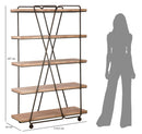 Libreria Trox 119,5x44x187 cm Legno di Abete e MDF e FERRO Marrone e Grigio