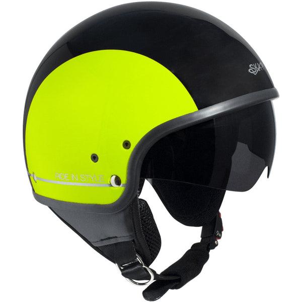 Casco Demi-Jet per Scooter Occhiale a Scomparsa SKA-P 1 NG Slim Bico Nero Metal sconto