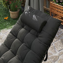 Lettino Prendisole 58x189x32,5 cm Pieghevole con Cuscino Poggiatesta e Tasca Laterale in Poliestere Nero      